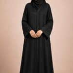 Midnight Elegance V-Neck Abaya – Dubai Cherry Fabric