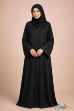 Midnight Elegance V-Neck Abaya – Dubai Cherry Fabric