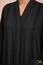 Midnight Elegance V-Neck Abaya – Dubai Cherry Fabric - Image 7