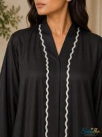 Noir Soft Contrast Flow Abaya - Image 3