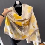 Color Premium Quality Cotton and Linen Yellow Daisy Long Scarf